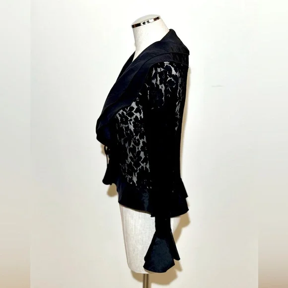 🎉Host Pick‼️ NWT🔥Joseph Ribkoff Black Lace Ruffle Bolero Jacket Cover-up - Sz 4 - Picture 4 of 5